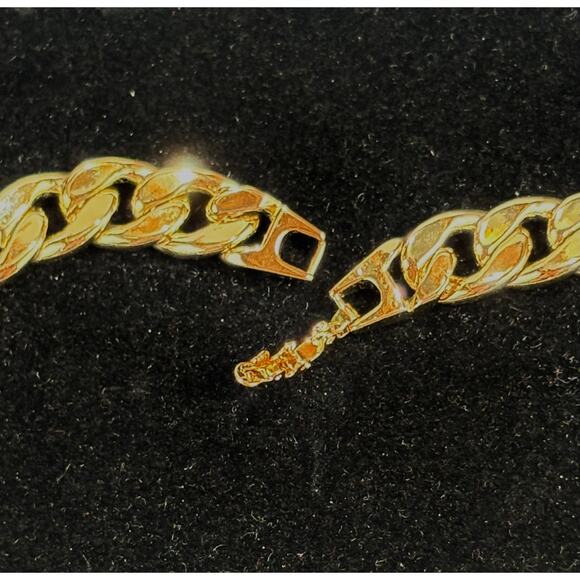 Vintage Chunky Chain Bib Collar Necklace Shiny Gold Tone Link Heavy 18" 80s 1980 - Picture 6 of 9